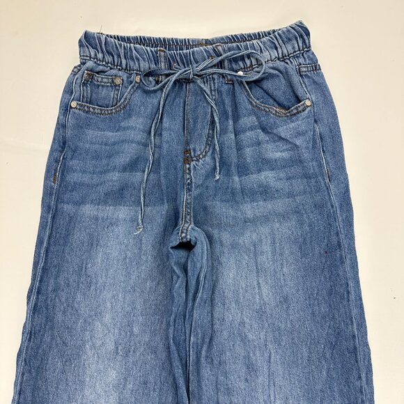 Indigo Rein Pull On Elastic Waist Drawstring Wide Leg Women's size 5 Blue Jeans - Picture 2 of 5